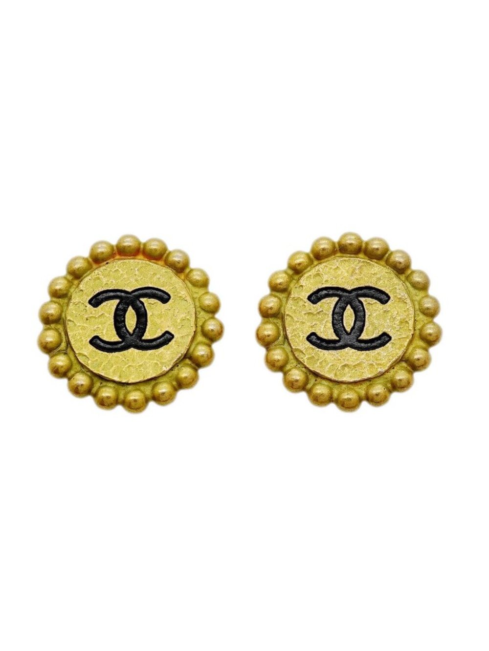 Chanel Earrings Vintage CC Logo Gold Plated